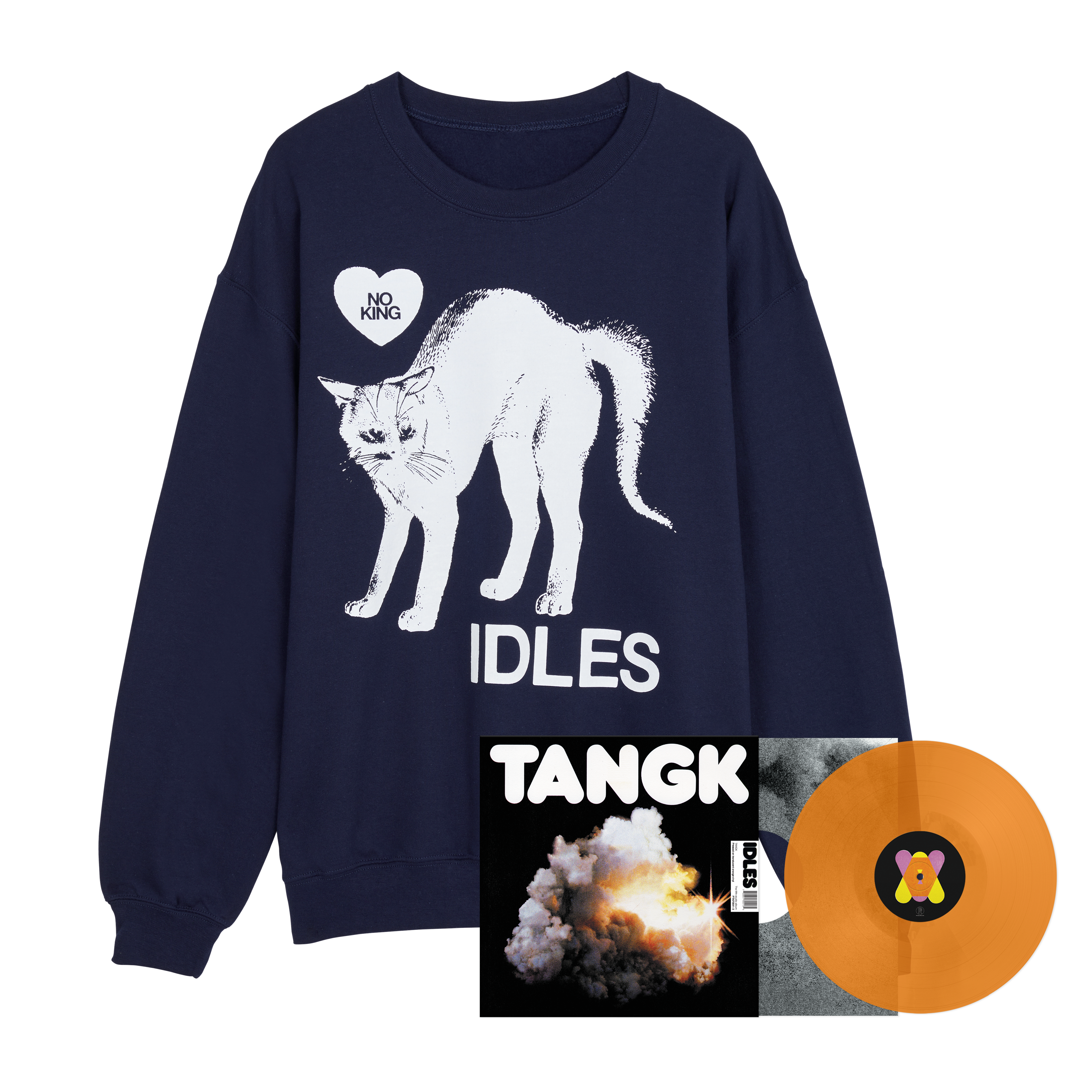 TANGK Ltd Edition Orange Vinyl + No King Cat Crewneck