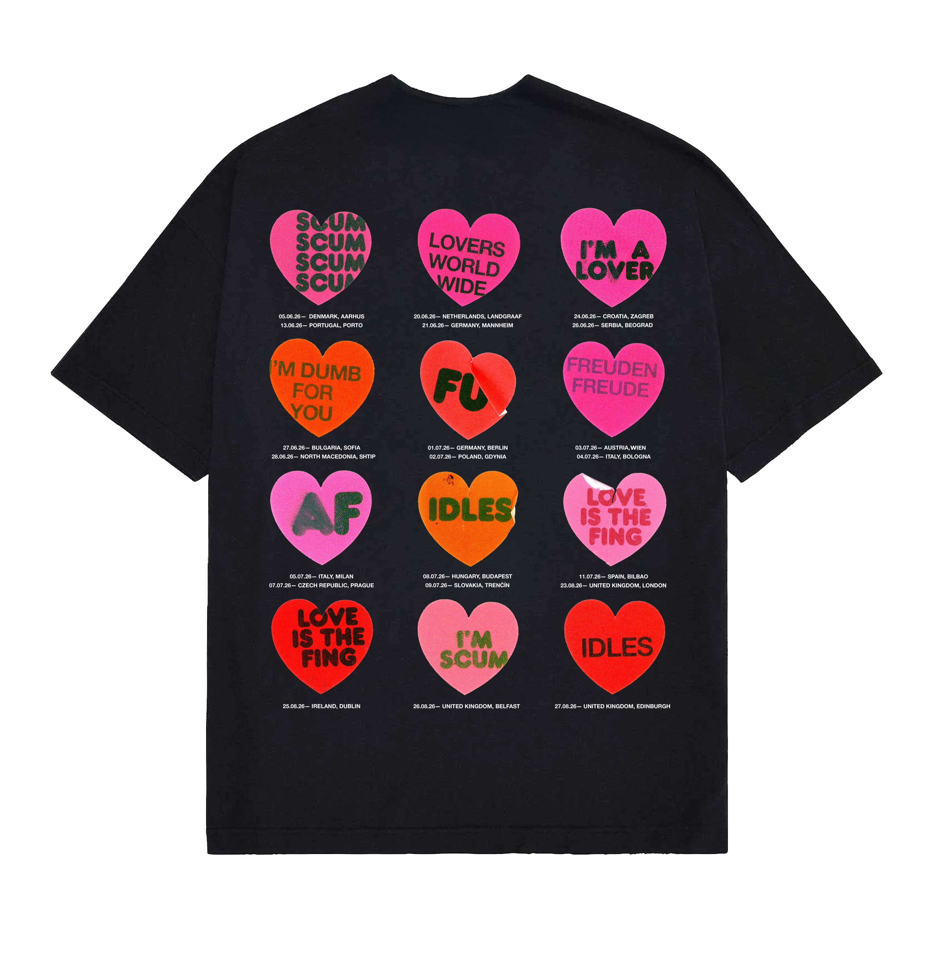 IDLES - 2026 Heart Tour Date Back T-Shirt